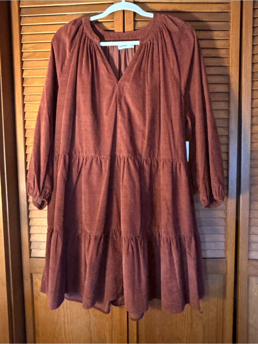 Sonoma Rust Corduroy Tiered Dress